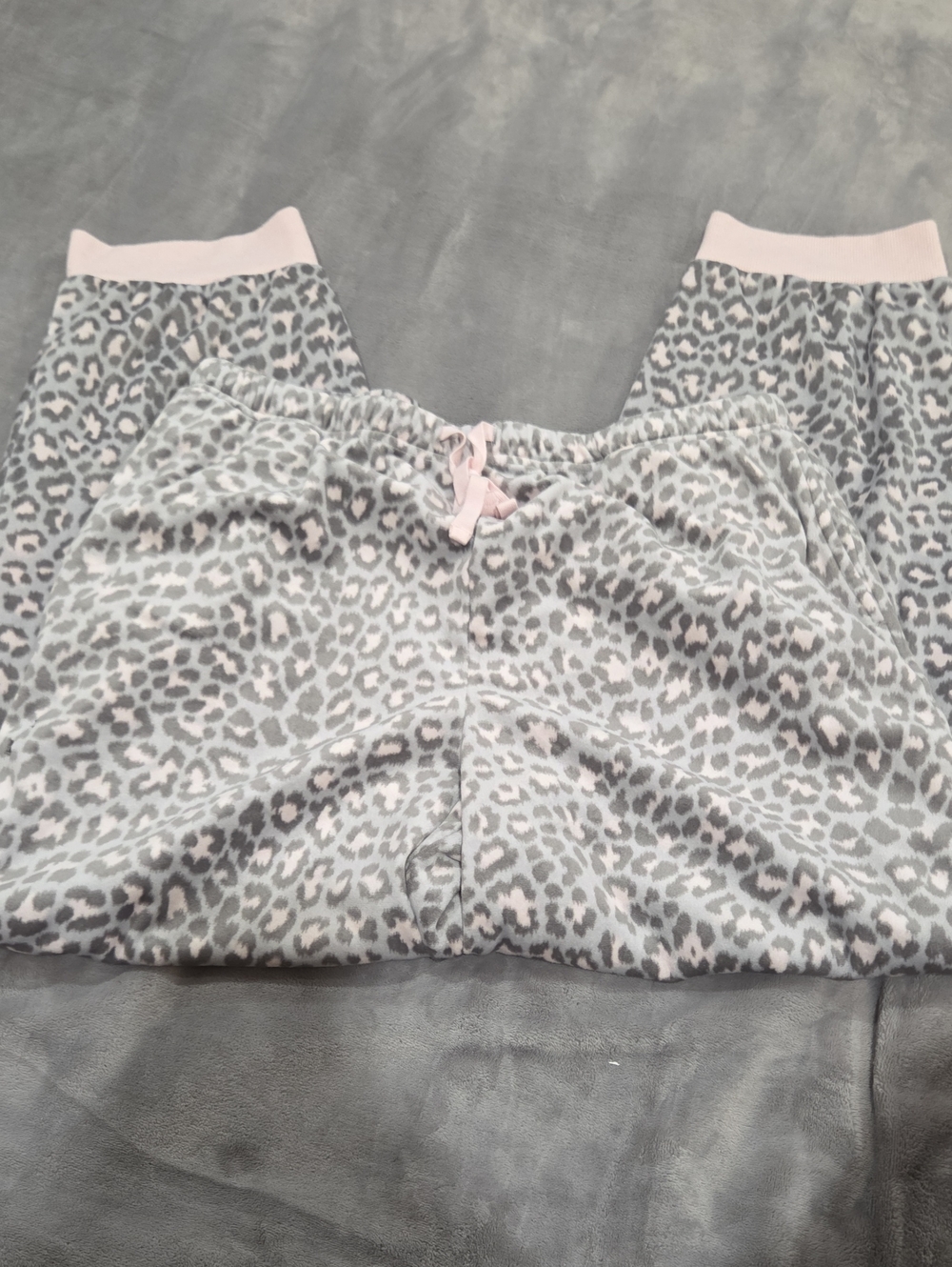 kate spade Gray Leopard Fleece Pajama Pants with Pink Trim